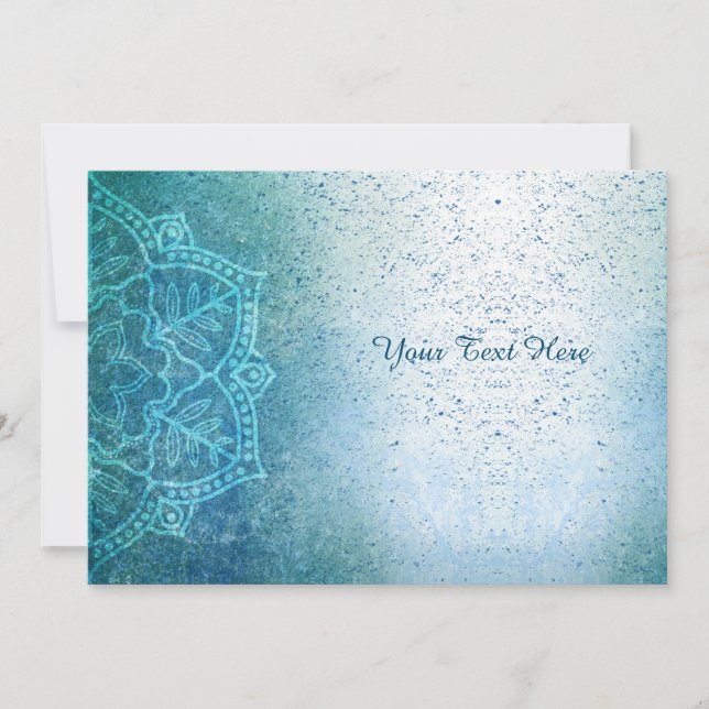 Light Blue Mandala Zen Card Einladung (Vorderseite)