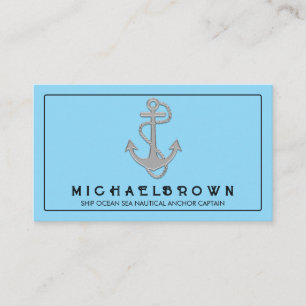 Light Blue Marine Nautical Anchor Visitenkarte