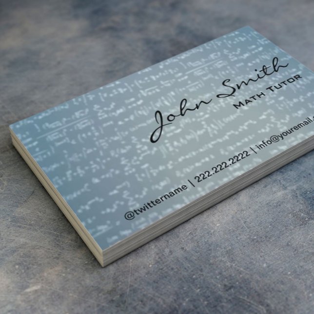 Light Blue Math Formulas Math Tutor Business Card Visitenkarte (Von Creator hochgeladen)