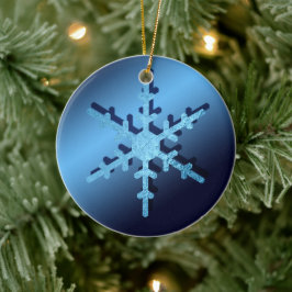 Light Blue Metallic Look Snowflake Schöne Keramik Ornament