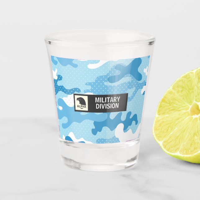 Light Blue Military Camo Shot Glass Schnapsglas (Vorderseite)