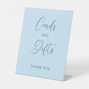 Light Blue Minimal Hochzeitskarten und Geschenkzei Sockelschild
