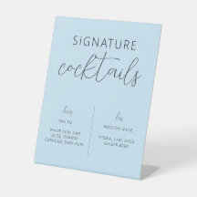 Light Blue Minimal Wedding Signature Cocktail Sign