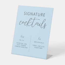 Light Blue Minimal Wedding Signature Cocktail Sign Sockelschild