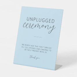 Light Blue Minimal Wedding Unplugged Pedestal Sign Sockelschild