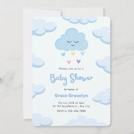 Light Blue Minimalistisch Baby Dusche Einladung