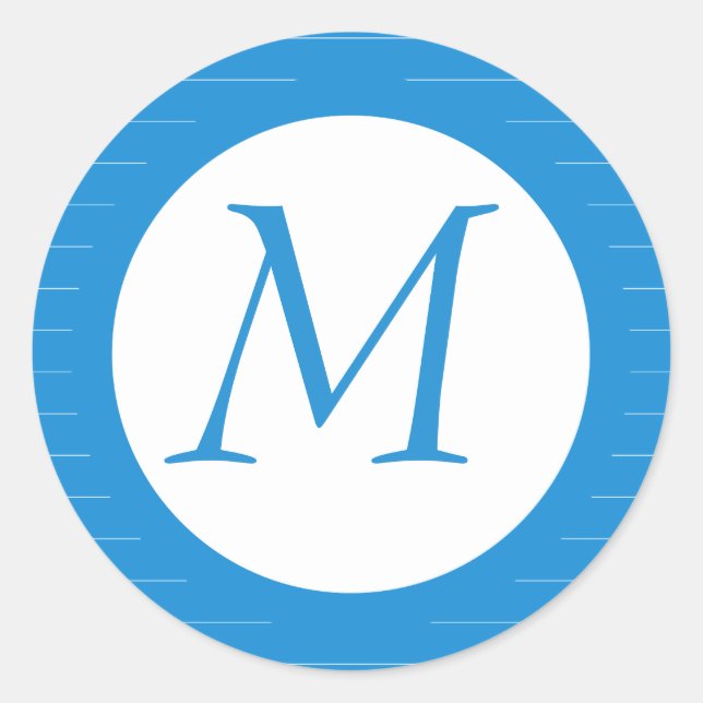 Light Blue Mit Monogramm Sticker (Vorderseite)