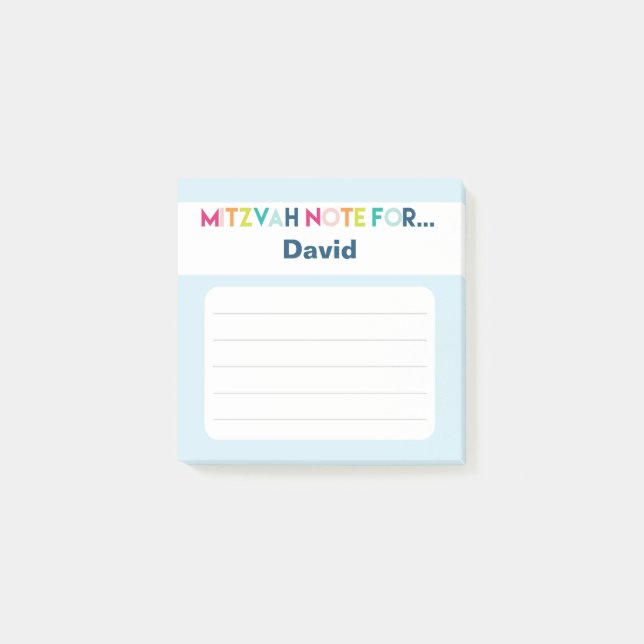 Light Blue Mitzvah Hinweis: 3x3 Sticky Pad Post-it Klebezettel (Vorderseite)