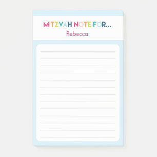 Light Blue Mitzvah Hinweis: 4x6 Sticky Pad Post-it Klebezettel
