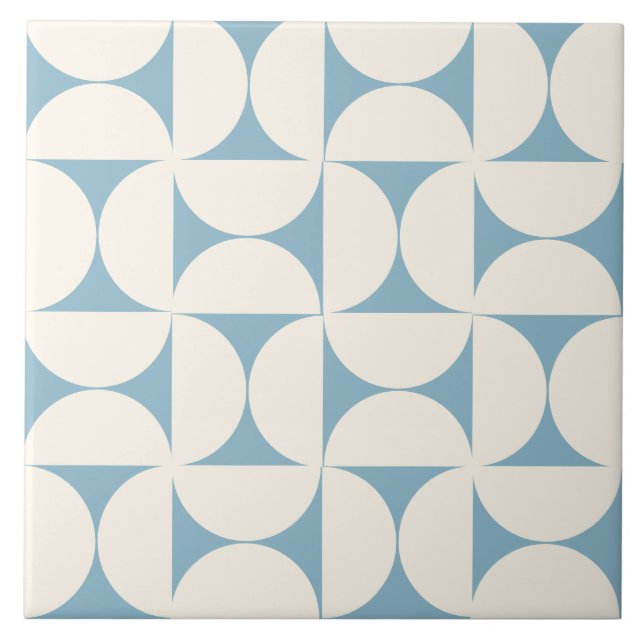 Light Blue Modern Geometric Semi Circles Tile Fliese (Vorderseite)
