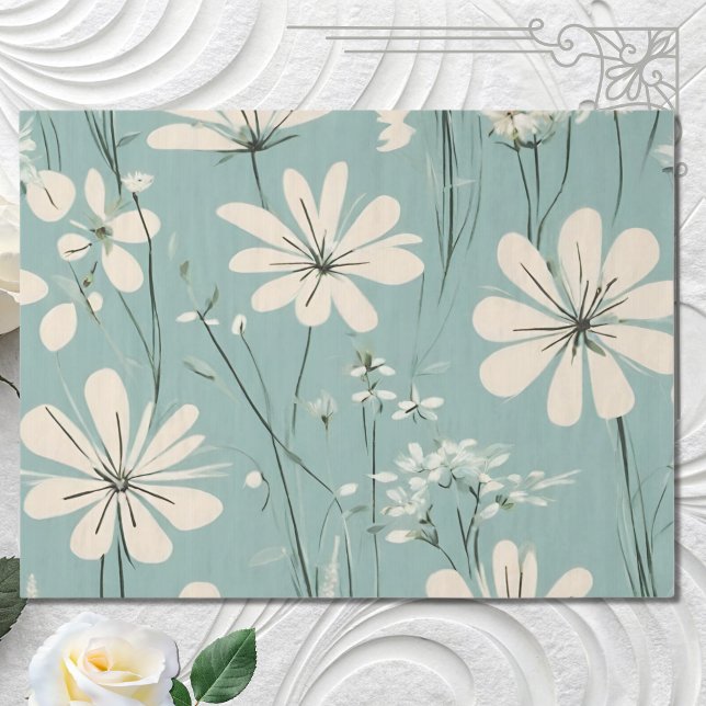Light Blue Modern Groovy Daisy Blume Seidenpapier (Von Creator hochgeladen)