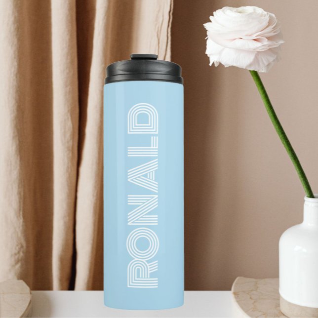 Light Blue Modern Typografy Personalisiert Thermosbecher (In Situ)