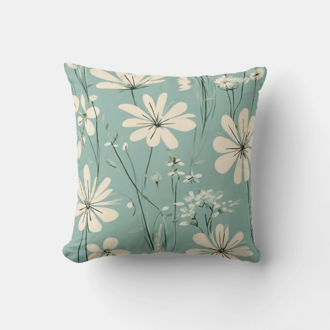 Light Blue Moderne Blume Kissen (Vorderseite)