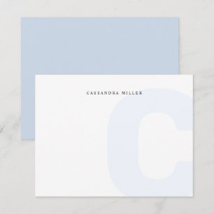 Light Blue Monogram Backname Mitteilungskarte