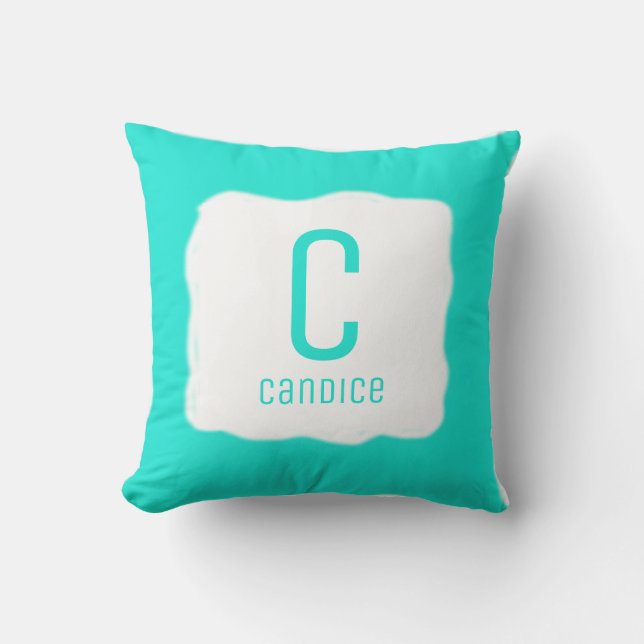 Light Blue Monogram Kissen (Vorderseite)