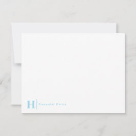 Light Blue Monogram Line Modernes elegantes Busine Mitteilungskarte