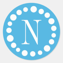 Light Blue Monogram Stickers