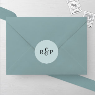 Light Blue Monogram Wedding Runder Aufkleber