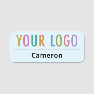 Light Blue Name Tag Button mit abgerundeten Logoec