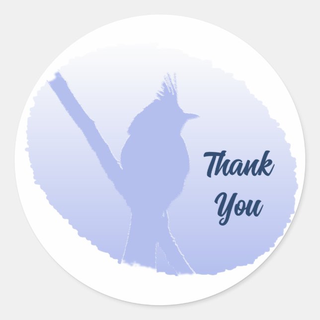 Light Blue Nature Bird Silhouette Vielen Dank Runder Aufkleber (Vorderseite)