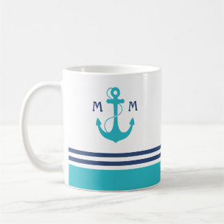 Light Blue Nautic Monogram Kaffeetasse