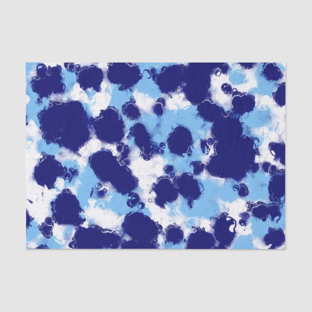 Light Blue, Navy und White Abstrakt Seidenpapier (Vorderseite)