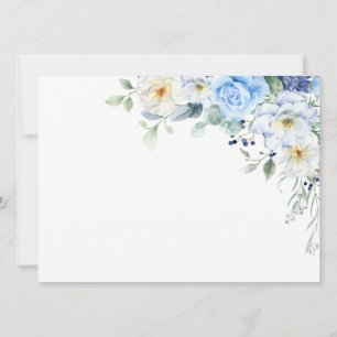 LIght Blue, Navy, Winter White Watercolor Floral Einladung