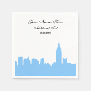 Light Blue NYC Skyline Silhouette, ESB Serviette