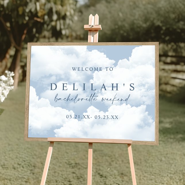 Light Blue "On Cloud Nine" Bachelorette Empfang Poster (Von Creator hochgeladen)