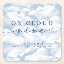 Light Blue "On Cloud Nine" Junggeselinnen-Abschied Rechteckiger Pappuntersetzer