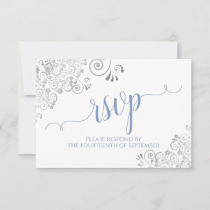 Light Blue on White Elegant Calligraphy Wedding RSVP Karte