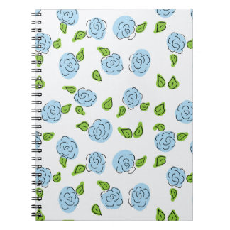 Light Blue Open Blume auf White Spiral Notebook Notizblock