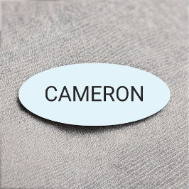 Light Blue Oval Name Tag Button oder Magnetic 3 in