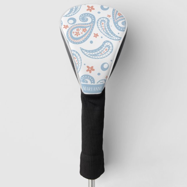 Light Blue Paisley Pattern Ladys Golf Headcover (Vorderseite)