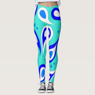 Light Blue Paisley Pattern Leggings