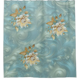 Light Blue Palette auf einem Bronze Gold Barogue D Duschvorhang