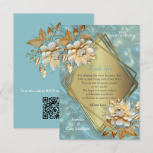 Light Blue Palette auf einem Bronze Gold Barogue D RSVP Karte