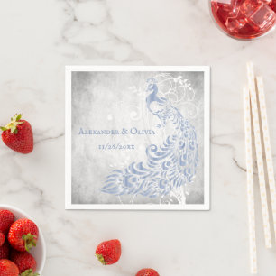 Light Blue Peacock Leaf Brautparty Napkin Serviette
