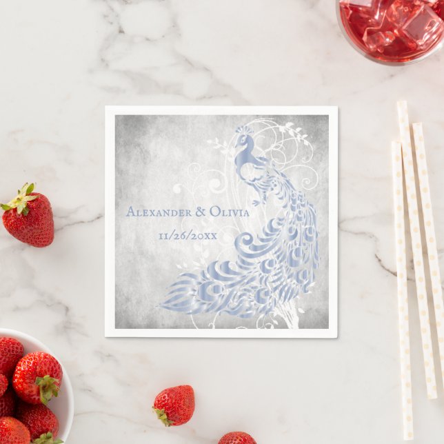 Light Blue Peacock Leaf Brautparty Napkin Serviette (Beispiel)