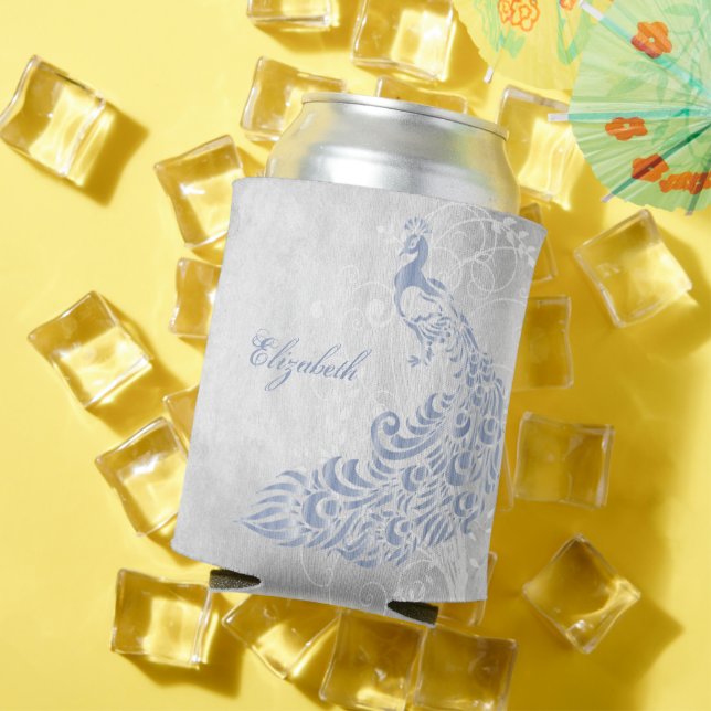 Light Blue Peacock Personalisiert Can Cooler Dosenkühler (In Situ Sommer)