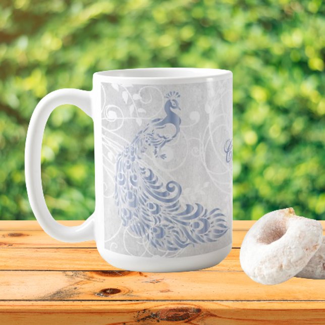 Light Blue Peacock Personalisiert Coffee Tasse (Light Blue Peacock Personalized Coffee Mug)
