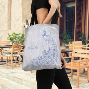 Light Blue Peacock Personalisierte Tasche