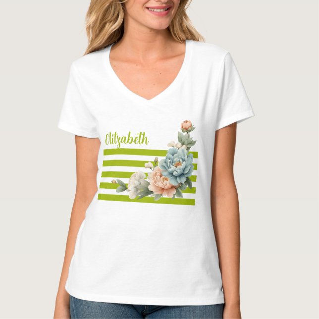 Light Blue Peony T - Shirt (Vorderseite)