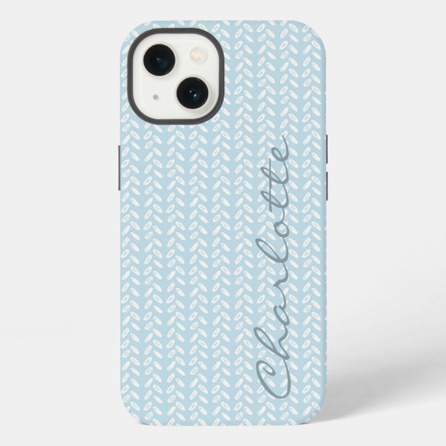 Light Blue Petals Strick Pattern iPhone Hülle (Rückseite)