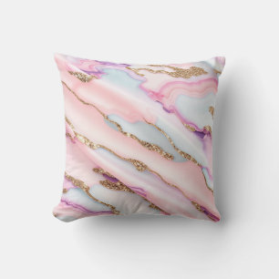 Light Blue Pink Agate Marble Moderne Kollektion Kissen