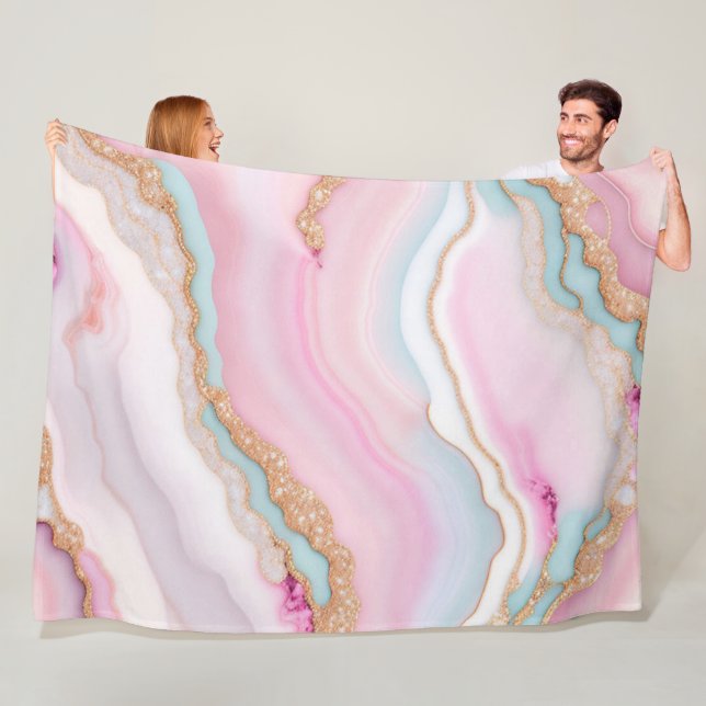 Light Blue Pink Agate Marble Trendy Collection Fleecedecke (Beispiel)