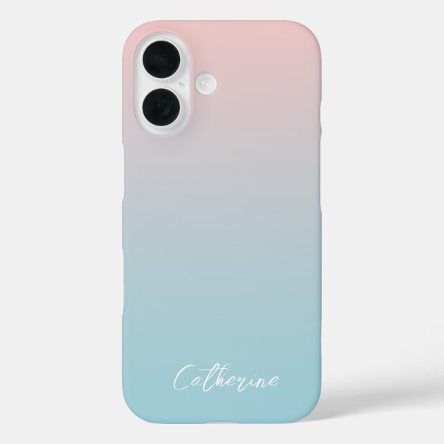 Light Blue Pink Gradient Moderne Minimale Schrift Case-Mate iPhone Hülle (Rückseite)