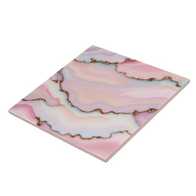 Light Blue Pink Marble Agate Modern Collection Fliese (Seite)