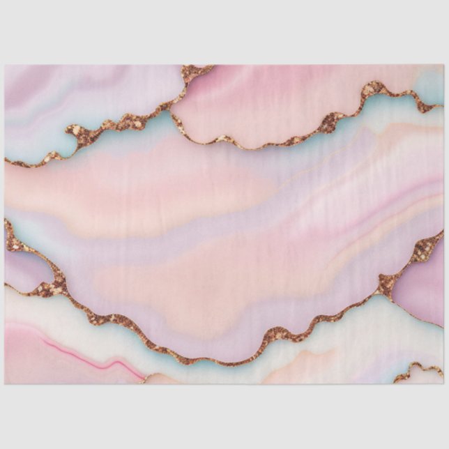 Light Blue Pink Marble Agate Modern Collection Seidenpapier (Vorderseite)