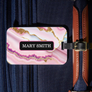 Light Blue Pink Marble Agate Trendy Collection Gepäckanhänger